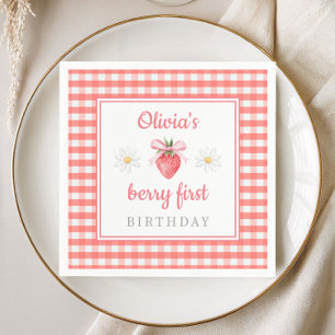 Serviette En Papier Anniversaire fraise 1ère année Fête première année