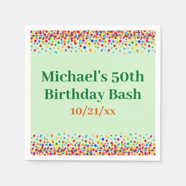 Serviette En Papier Anniversaire Fun Confetti coloré (Devant)