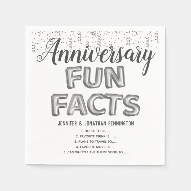 Serviette En Papier Anniversaire Fun Facts Balloon Texte serviettes (Devant)