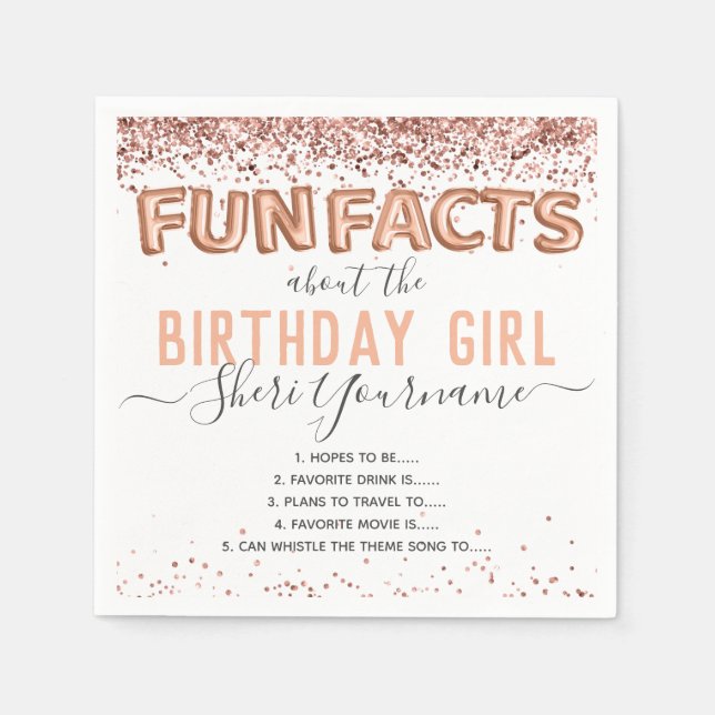 Serviette En Papier Anniversaire Fun Faits Balloon Texte Parties scint (Devant)