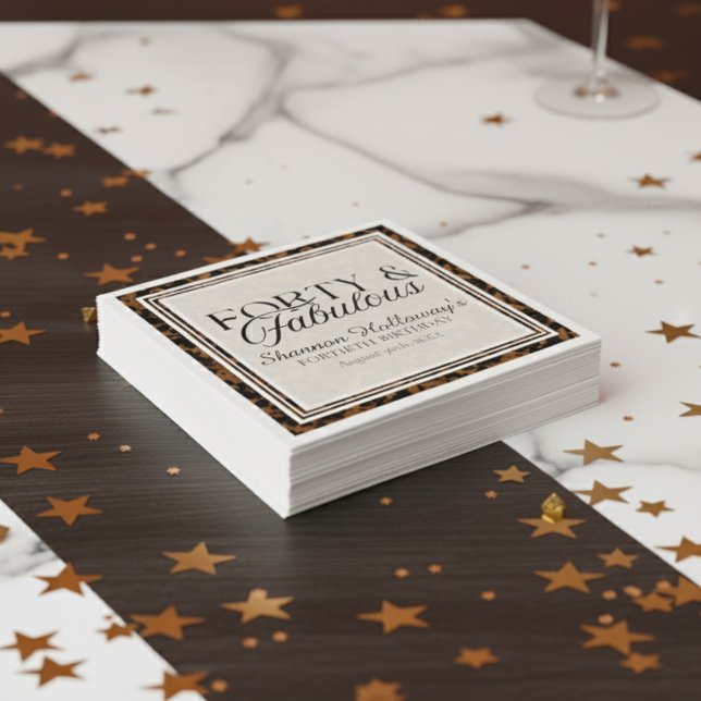 Serviette En Papier Anniversaire Fun Tortoise Shell Quarante ans et Fa (This Fun Tortoise Shell Birthday Forty and Fabulous birthday napkin is fun for all!)