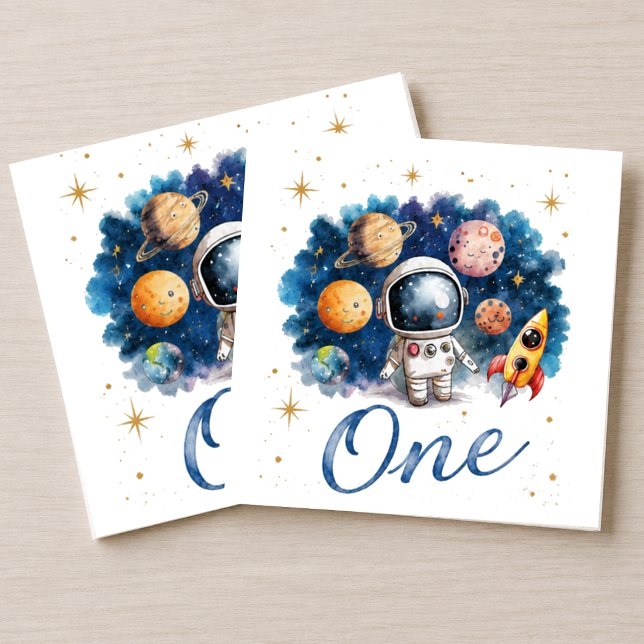 Serviette En Papier Anniversaire Fusée Spatiale Astronaute Un (Créateur téléchargé)