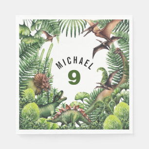 Serviette En Papier Anniversaire Garçon Dinosaure T-Rex Tout Âge