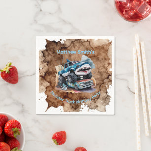 Serviette En Papier Anniversaire Garçon Monster Truck Requin Patauge d