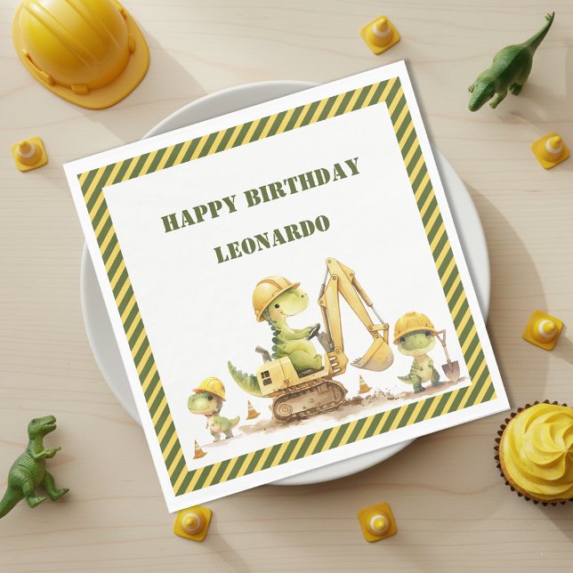 Serviette En Papier Anniversaire Garçon Zone de Construction Jurassiqu (Créateur téléchargé)