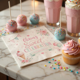 Serviette En Papier Anniversaire Glace Pastel Douce Célébration