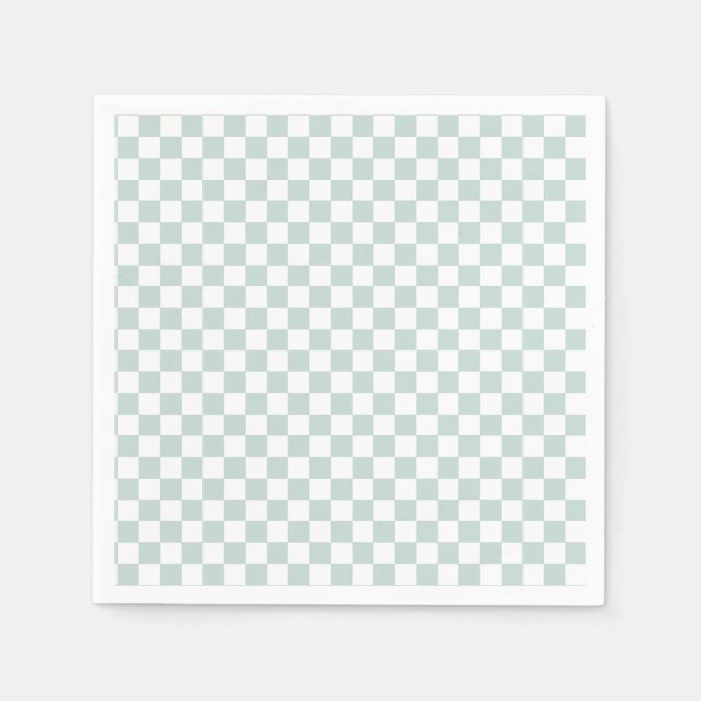 Serviette En Papier Anniversaire Green Retro Checker (Devant)