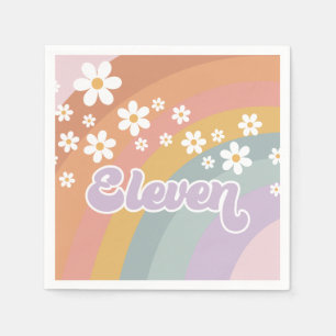 Serviette En Papier Anniversaire Groovy Retro Rainbow de onze ans