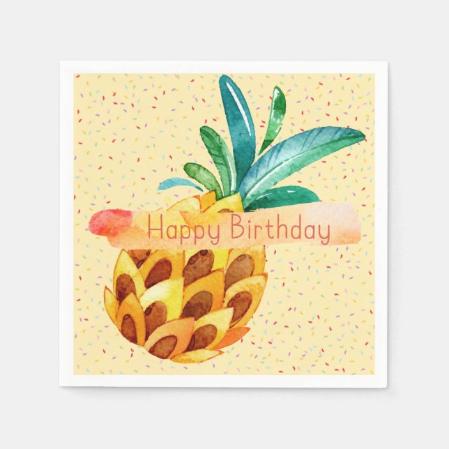 Serviette En Papier Anniversaire heureux de l'ananas (Devant)