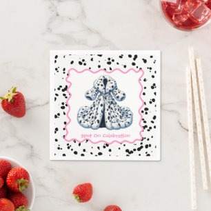 Serviette En Papier Anniversaire Imprimé Dalmatien Fête Noir et Blan