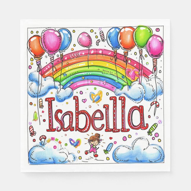 Serviette En Papier Anniversaire, Isabella (Devant)