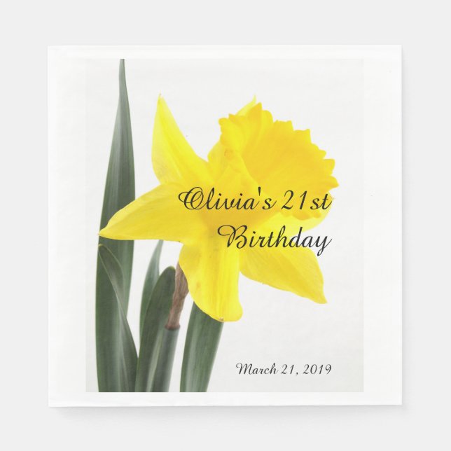Serviette En Papier Anniversaire Jaune Narcisse Daffodique (Devant)