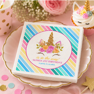 Serviette En Papier Anniversaire Licorne 1er Anniversaire