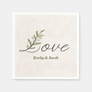 Serviette En Papier Anniversaire Love Font avec Feuille