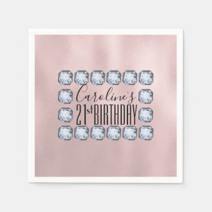 Serviette En Papier Anniversaire Luxe or Rose Verre Texture