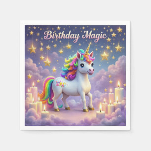 Serviette En Papier Anniversaire Magie poster Whimsical licorn enfants