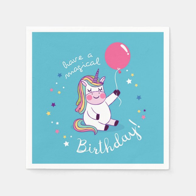 Serviette En Papier Anniversaire magique de Unicorn (Devant)