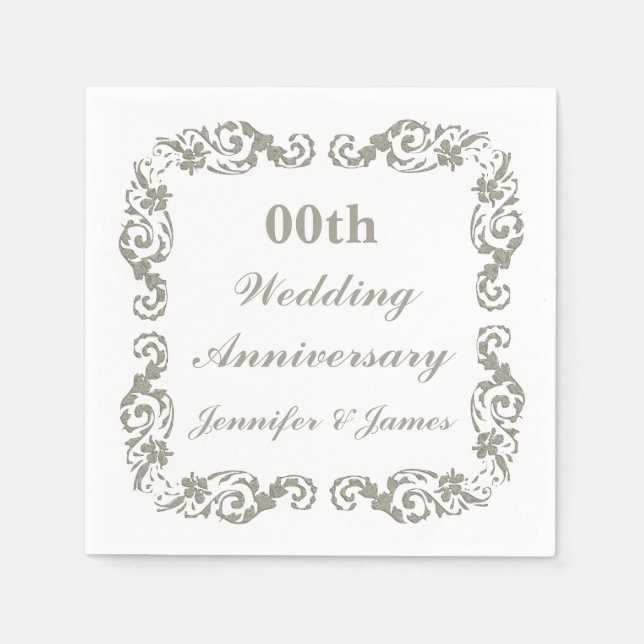 Serviette En Papier Anniversaire Mariage personnalisé Napkin (Devant)