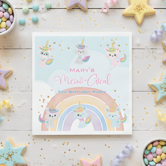 Serviette En Papier Anniversaire Meow-Gical Caticorn (Créateur téléchargé)