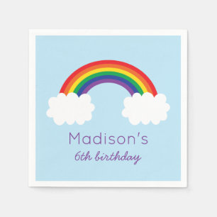 Serviette En Papier Anniversaire mignon d'arc-en-ciel