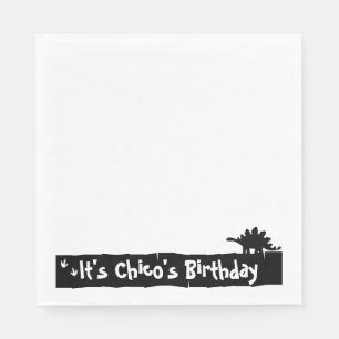 Serviette En Papier Anniversaire Minimaliste Dino : Conception Stegosa