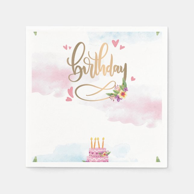 Serviette En Papier Anniversaire Moderne (Devant)