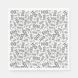 Serviette En Papier Anniversaire moderne 105 Numéro Motif noir/blanc