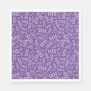 Serviette En Papier Anniversaire moderne 105 Numéro Motif violet/blanc
