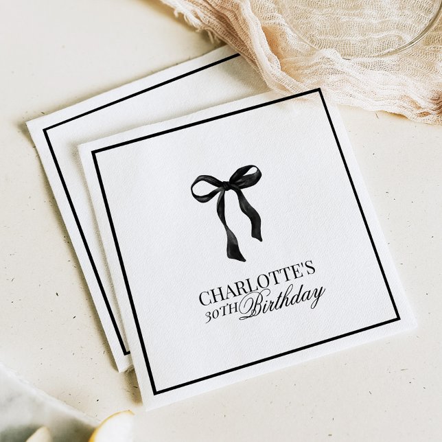 Serviette En Papier Anniversaire Moderne avec Ruban Noir (Créateur téléchargé)