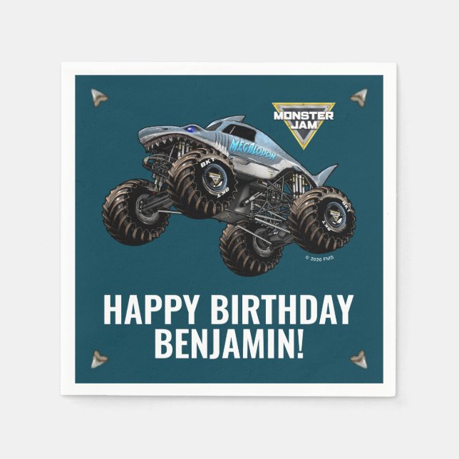 Serviette En Papier Anniversaire Monster Jam Megalodon (Devant)