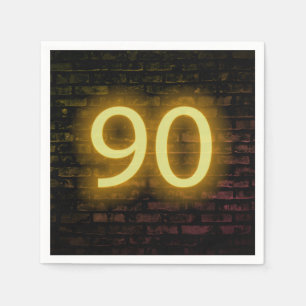 Serviette En Papier Anniversaire Neon 90 Connexion Mur de briques