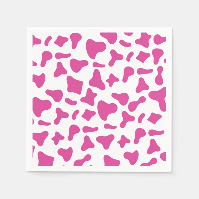 Serviette En Papier Anniversaire occidental impression vache rose Rode (Devant)
