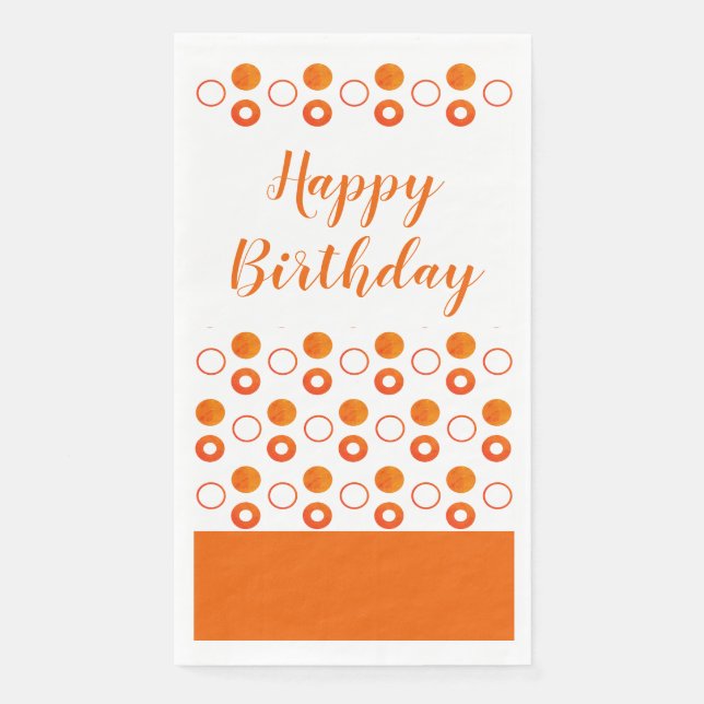 Serviette En Papier Anniversaire orange et blanc (Devant)