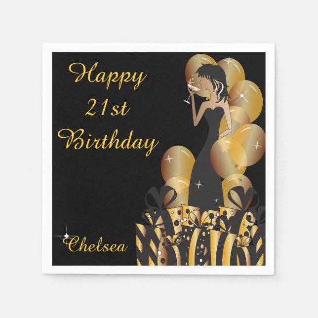 Serviette En Papier Anniversaire ou Bachelorette Party Diva Princess G (Devant)