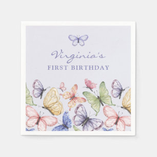 Serviette En Papier Anniversaire Papillon Violet