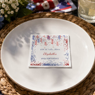 Serviette En Papier Anniversaire patriotique États-Unis rouge blanc bl
