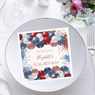 Serviette En Papier Anniversaire patriotique USA rouge blanc bleu