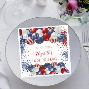 Serviette En Papier Anniversaire patriotique USA rouge blanc bleu