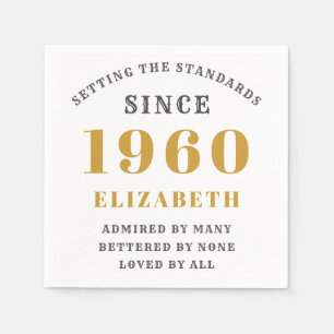 Serviette En Papier Anniversaire personnalisé 1960 Ajouter Votre Nom G