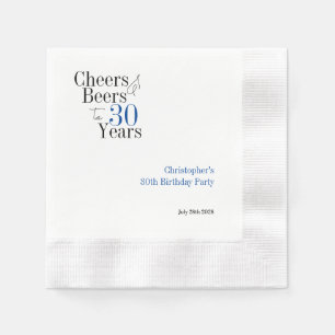 Serviette En Papier Anniversaire Personnalisé 30 Ans Fête Cheers Bière
