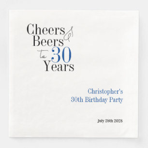 Serviette En Papier Anniversaire Personnalisé 30 Ans Fête Cheers Bière