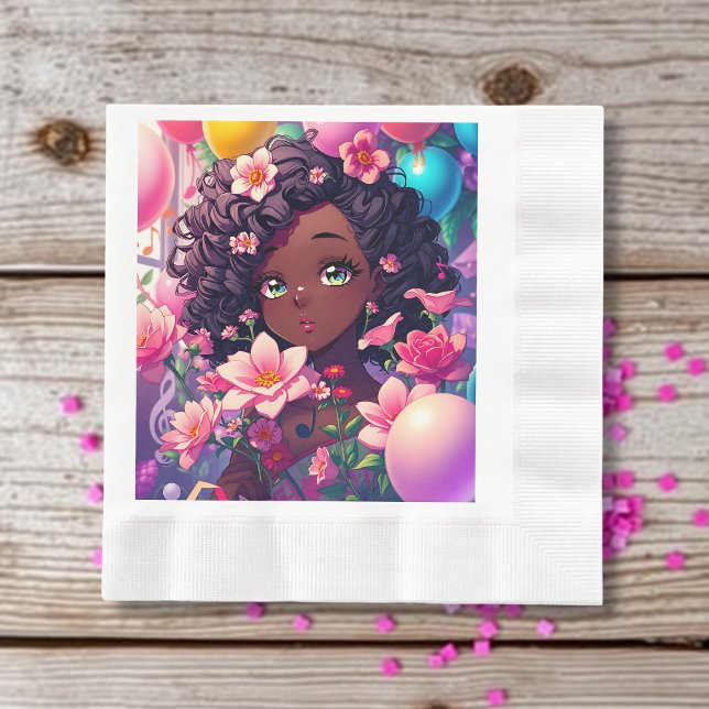 Serviette En Papier Anniversaire Personnalisé afro-américain (Créateur téléchargé)