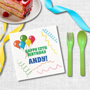 Serviette En Papier Anniversaire Personnalisé Ballons Colorés