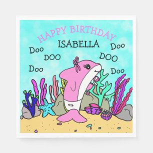 Serviette En Papier Anniversaire personnalisé de requin de bébé