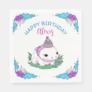 Serviette En Papier Anniversaire Personnalisé Fille Axolotl Thème