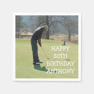 Serviette En Papier Anniversaire personnalisé Golfer 50e Photo Papa Pa