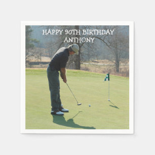 Serviette En Papier Anniversaire personnalisé Golfer 90e Photo Papa Pa
