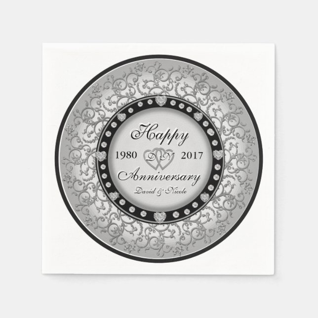 Serviette En Papier Anniversaire personnalisé ornemental (Devant)