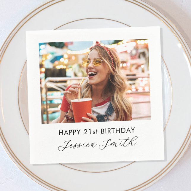 Serviette En Papier Anniversaire Photo Moderne (Créateur téléchargé)