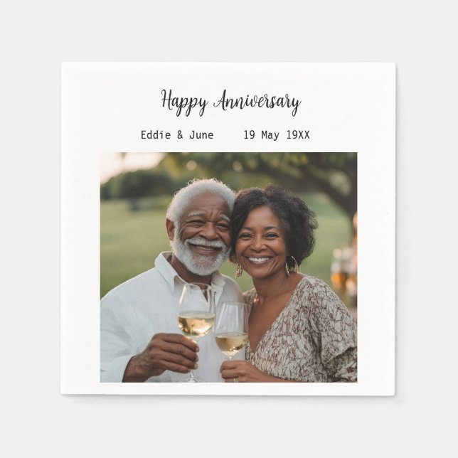 Serviette En Papier Anniversaire Photo moderne serviettes blanches (Devant)